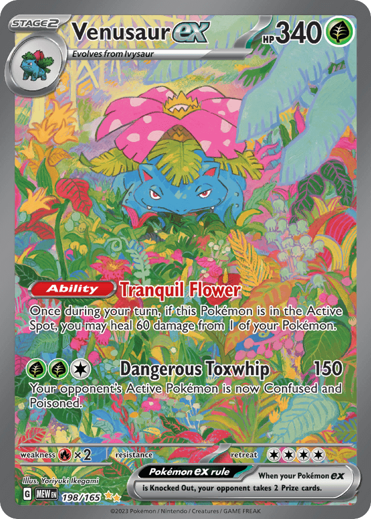 Venusaur ex 198 Special Illustration Rare with vibrant jungle floral art for Scarlet & Violet 151 Master Set