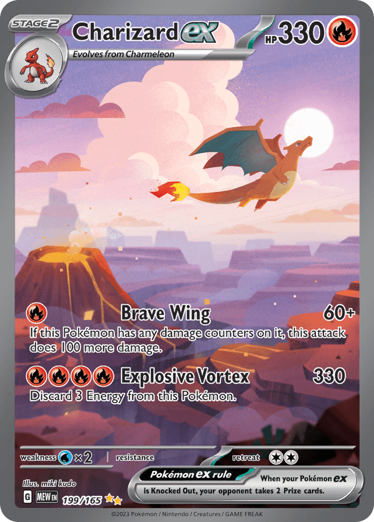 Charizard ex 199 Special Illustration Rare flying over Paldea canyons for Scarlet & Violet 151 Master Set